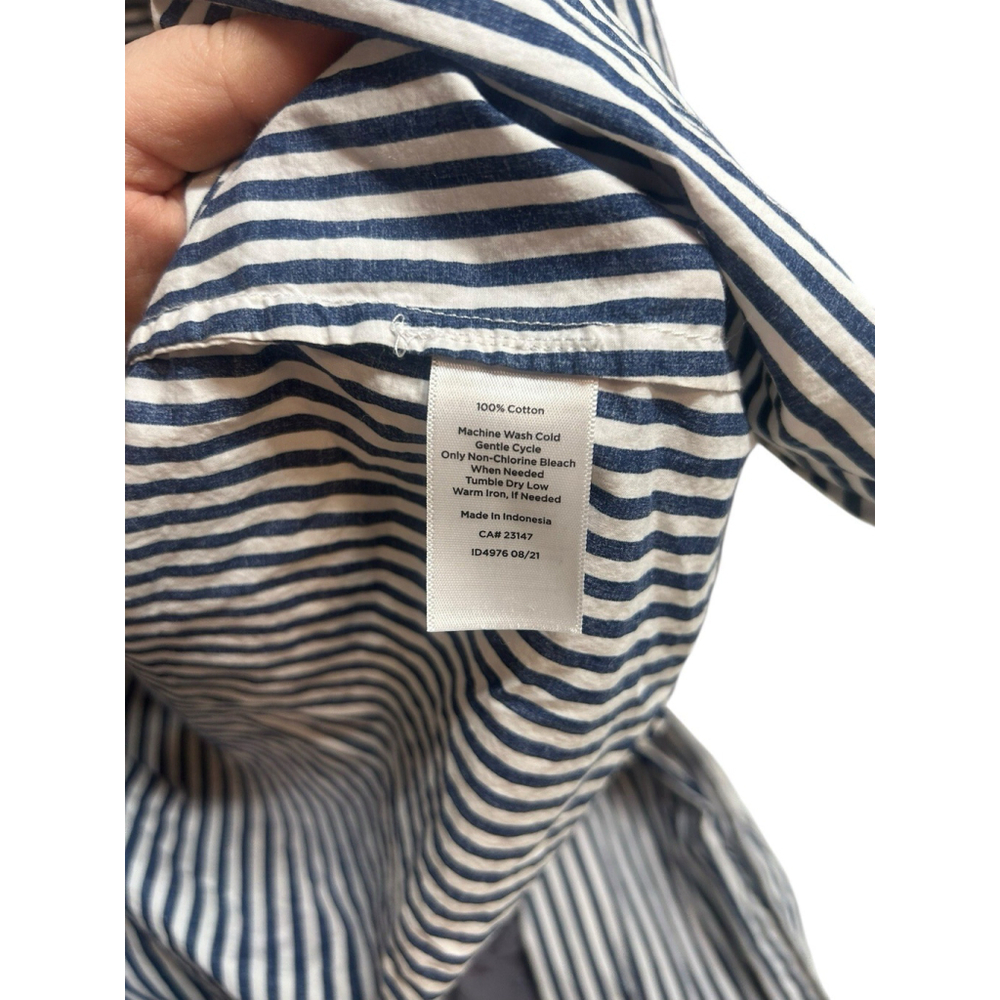 Talbots Button Down Medium Navy &‎ White Stripe O… - image 4